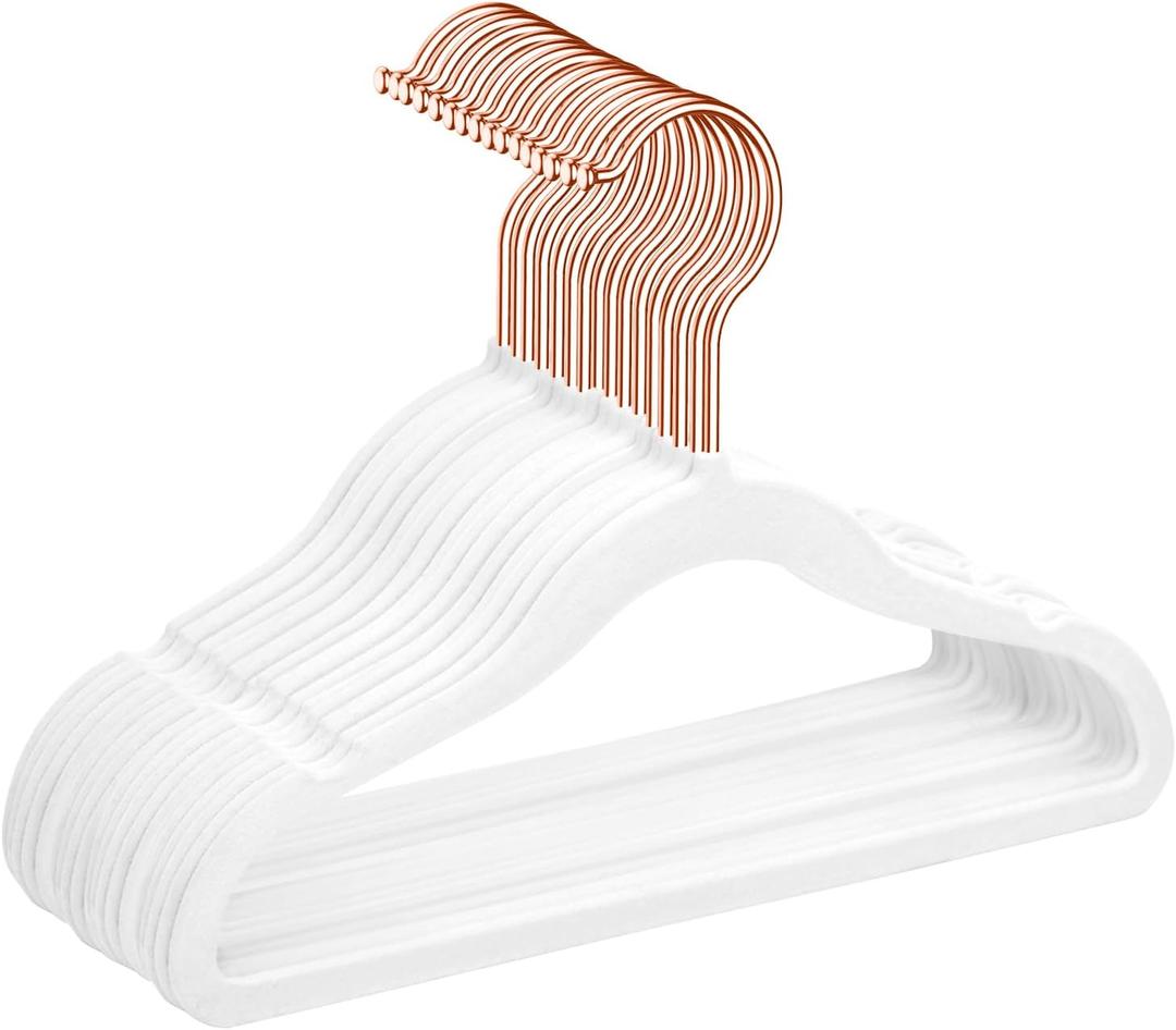MIZGI Baby Velvet Hangers,Non-Slip Kids & Toddler Hangers,11.8 Inch Hangers for Baby Clothes,Pack of 50(White)
