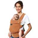 Momcozy Baby Carrier with Natural Cotton Linen, Built to Last, Ergonomic Design, 7-44lbs for Infant and Toddler, Lightweight and Comfortable, Hands-Free for Moms&Dads, Sepia 