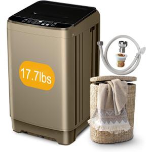 Portable Washing Machine 17.7lbs Full-Automatic Compact Washing Machine for Apartment, 10 Wash Program Small Washer for Dorm, Portable Washer for RV, Home, Gold