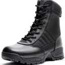 Men's Military Tactical Combat Boots Side Zipper Work Motorcycle Boots 8 inch (11, Black)
