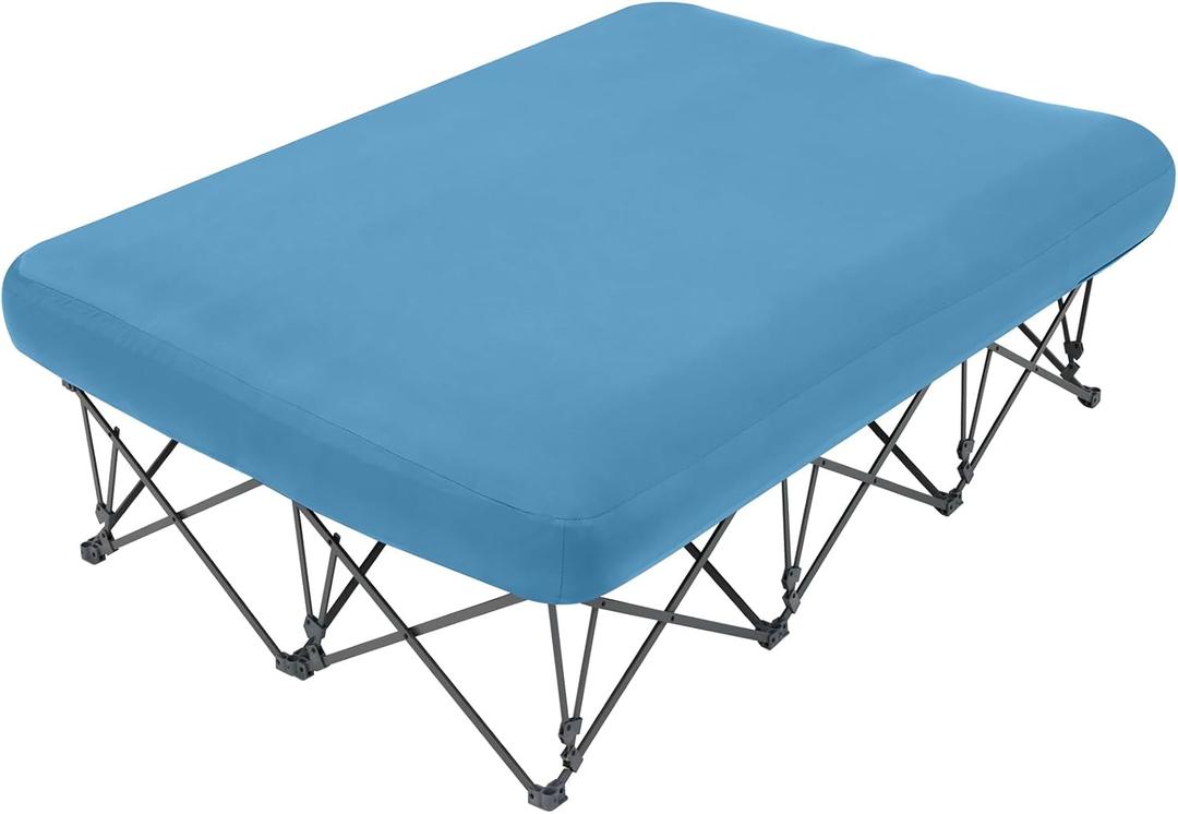 KAMPKEEPER Camping Cot,Camping Cots for Adults,Folding Camping Cot with Inflatable Air Mattress and Carry Bag,for Outdoor Travel Camp Beach Vacation (not Included The Airpump), Queen