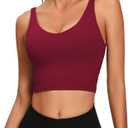 Lemedy Women Sports Bra Longline Crop Tank Top Padded Workout Running Yoga (Medium, Burgundy)