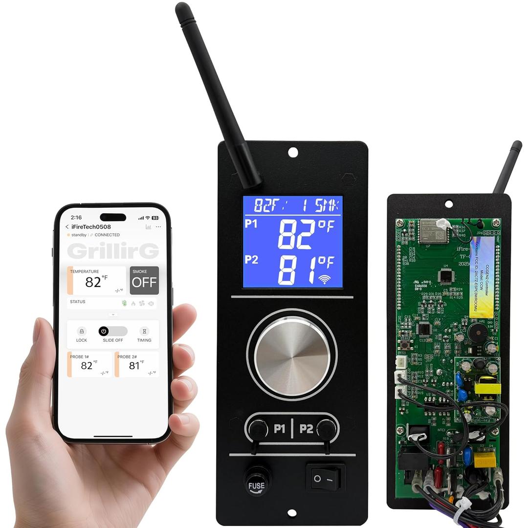 PID WiFi Gen 2 Pellet Grill Controller Replacement Board for Camp Chef (PG24-82) Models of Pursuit 20, SG24, XT24, SGG/SG 30, SGX36, DLX24/36 – App-Enabled Smoker Thermostat Control Panel
