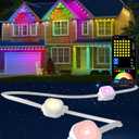 Gefolly Permanent Outdoor Lights Pro, 200ft with 120 RGBW Double-LED Light 111 Scene Modes for Daily, Halloween, Christmas, IP67 Waterproof for Outdoor Decor, Works with Alexa, Google Assistant, White