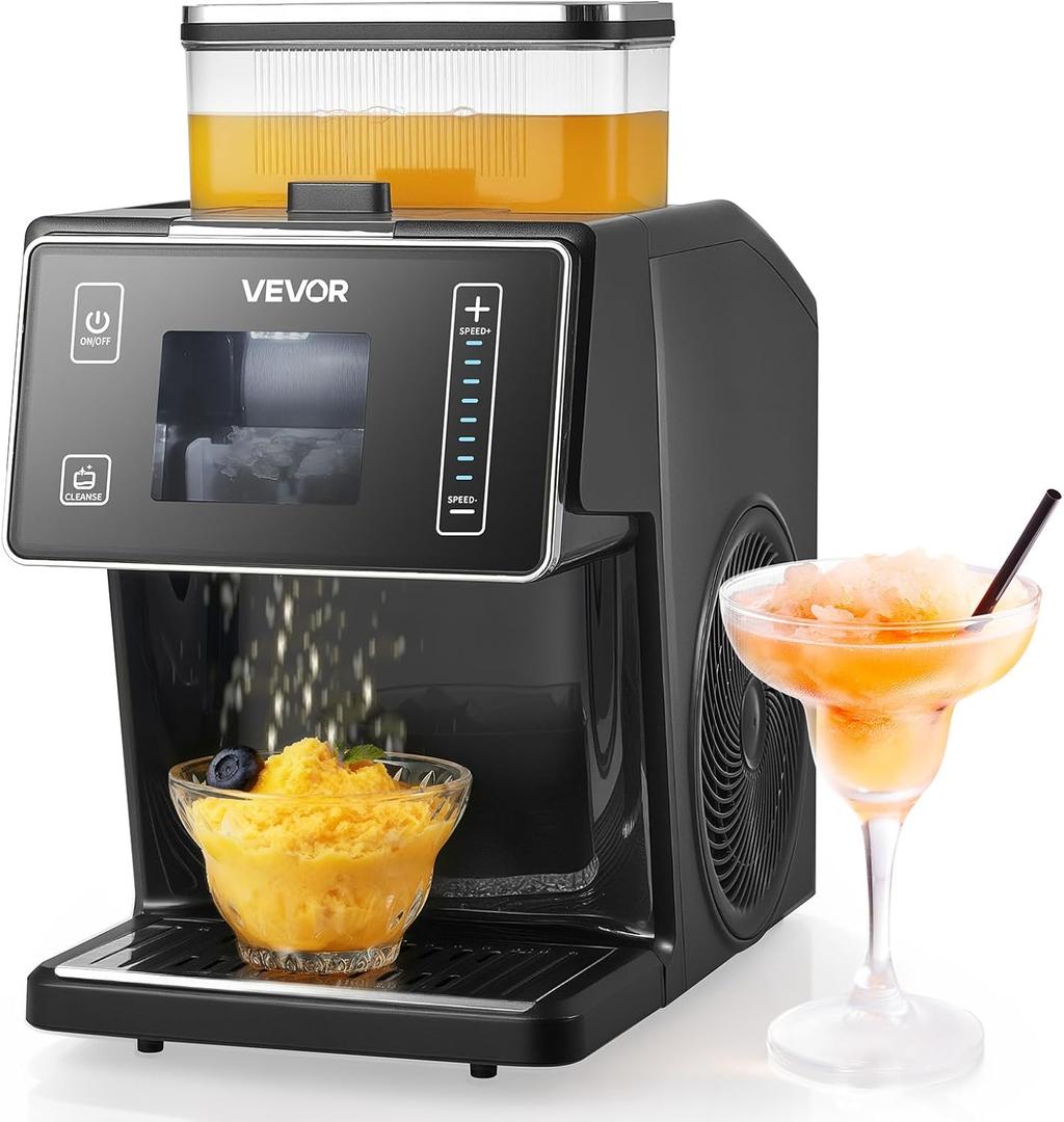 VEVOR Snowflake Ice Machine, 44LBS/24H Snowflake Ice Maker, Ice-Shaver Machine with Stainless Steel Blade, Electric Snow Cone Maker with 0.2 Gal Tank, 60S Fast Pre-Cooling, for Home & Small Gatherings