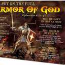 Sboobily Put On The Full Armor God Wall Art Warrior Ephesians 6 11-17 Bible Verse Poster Framed Christian Quotes Wall Art Picture Prints 08x12 inches