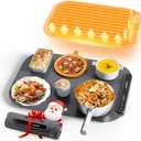 Food Warming Mat, Food Warmers for Parties Buffet, Silicone Heating Mat with 7 Temperature Settings, Roll-Up Storage, 17.91"x12.8", Grey