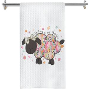 The Lord is My Shepherd Christian Kitchen Towels, Sheep Decor Hand Towels for Bathroom, Bible Verse Decor Dish Tea Towels for Kitchen, Christian Sheep Gifts for Women, 16x24 Inch