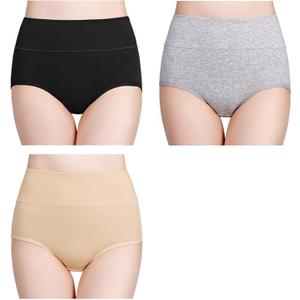 wirarpa Women's Cotton Underwear High Waisted Ladies Panties Full Coverage Briefs 3 Pack (Size S )
