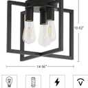 3-Light Ceiling Light Fixture, Black Semi-Flush Mount Chandelier with Geometric Metal Shade, Farmhouse Industrial Lighting for Kitchen Living Room Bedroom Hallway Foyer, E26 Base