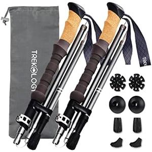 TREKOLOGY Trek-Z Cork Grip Trekking Poles – Lightweight Folding Hiking Poles, Adjustable Height, Compact Travel Design, Aircraft-Grade Aluminum Walking Sticks for Men & Women