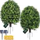 Fake Bushes Boxwood Balls,27‘’ Faux Boxwood Topiary Outdoor Set of 2