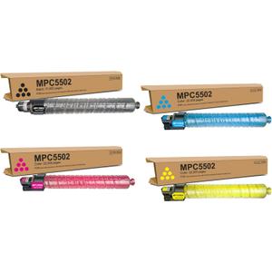 MP C4502 C5502 Toner Cartridge Black Cyan Magenta Yellow 4 Pack, 841751 841752 841753 841754 Compatible with Ricoh Aficio/Savin/Lanier MP C4502 C4502A C5502A C5502 Printer