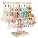 POVETIRE Headband Holder Stand Storage for Baby, 3 Tier Wooden Bow Organizer for Girls Hair Bows, Infant Hair Accessories Rack Display for Nursery Decor