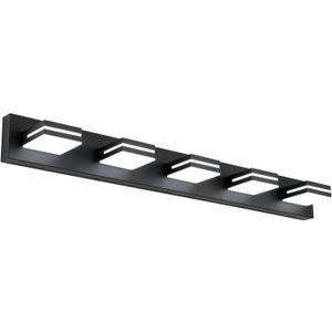 SineRise LED Modern Bathroom Vanity Light Fixtures (5-Light, 40-Inch, Dimmable), Matte Black Modern Acrylic Bathroom Wall Lighting Fixtures Over Mirror (Cool White 6000K)