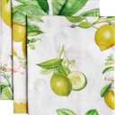 Maison d' Hermine Kitchen Towels Set of 3 100% Cotton 27.50" x 20" Reusable Cloth Tea Dish Towels Absorbent with Hanging Loop for Kitchen Easter Decorations Spring/Summer (Limoncello)