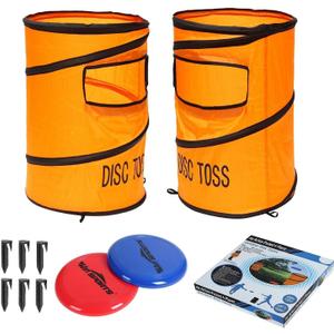 Win SPORTS Folding Disc Toss Game Set - Flying Disc Toss Dunk Game Set - Includes 2 Disc Targets with Bean Bag & 2 Flying Discs & Carrying Case - Great for Backyard,BBQs,Tailgating