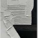 Hand-Painted 45x30 inch White and Black Abstract Wall Decoration Oil Painting Thick Texture Minimalist Art (Eft119)