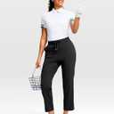 G Gradual Petite Pants for Women Ankle Pants with 2 Pockets, Black, M, 26" | Petite Friendly, External Drawstring, Soft, 4-way Stretch, Easy to care for, Wrinkle Free, Casual, Golf, Travel, Athletic 