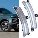 2pcs Yukon LED Side Marker Light Fit 2025-2026+ Chevy Tahoe GMC Yukon XL Suburban Front Bumper Fender Sidemarker Lamp Xenon White Escalade ESV Full LED Turn Signal Light Kit Clear Lens Assembly