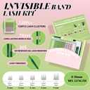KEYYOU Aurora Lash Clusters Kit Fairy Lash Extension Kit C Curl 120Pcs Eyelash Extension Kit Wispy Natural Invisible Band Lash Kit with Waterproof DIY Lash Extension Kit at Home(Aurora-C-8-16MIX)