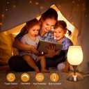 Boncoo Small Touch Lamp for Bedroom Nightstand, 3-Way Dimmable Bedside Lamps Opal Glass Desk Lamp Silver Base, Tiny Table Lamp for Small Spaces Ambient Lighting for Living Room, E12 Bulb Included