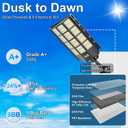 Solar Street Light, 8000W 7000K 480000LM 1152pcs LED Solar Parking Lot Lights Dusk to Dawn, Solar Flood Light Wide Angle Motion Sensor and Remote Control for Area Lighting Yard 2-Pack
