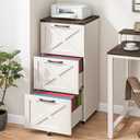 Halitaa 3 Drawers Tall Farmhouse File Cabinet with Wheels, Rustic White | Halitaa Vertical Filing Cabinet Fits Letter/A4 Size, Rolling File Cabinet Wooden Printer Stand for Home Office, 15.75"D x 15.75"W x 38.43"H