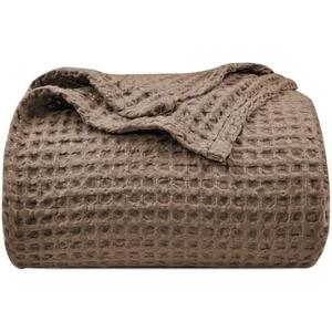 PHF Ultra Soft Waffle Weave Blanket Queen Size 90"x 90"- Washed Lightweight Breathable Cozy Woven Blanket for Bed - Aesthetic Decor for Couch Bedding Sofa Home Car - Cocoa Brown