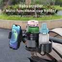 3-in-1 Stroller Cup Phone Holder Attachment, Universal Cup Holder with Adjustable Phone Mount, Double Cup Holder for Walker, Wheelchair, Fits Most Donna, Uppababy, Bugaboo, Anti-Slip & Easy Install