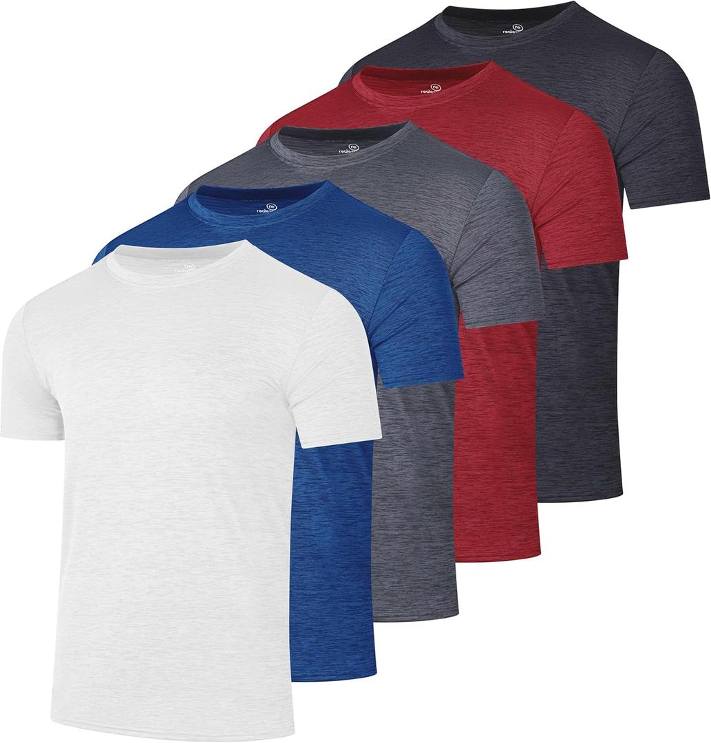 REALESSENTIALS, Men's Oversized T-shirts, Set of 5, Black XL, Red 3X, White XL, Blue4X, Grey XL