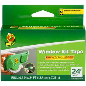 Duck Brand Window Kit Tape with Refillable Dispenser, Double-Sided Tape with Strong Adhesion for Use with Duck Brand Window Insulation Kit Tape, 0.5 Inches by 24 Feet, Green (1/2 in. x 24 ft. roll)
