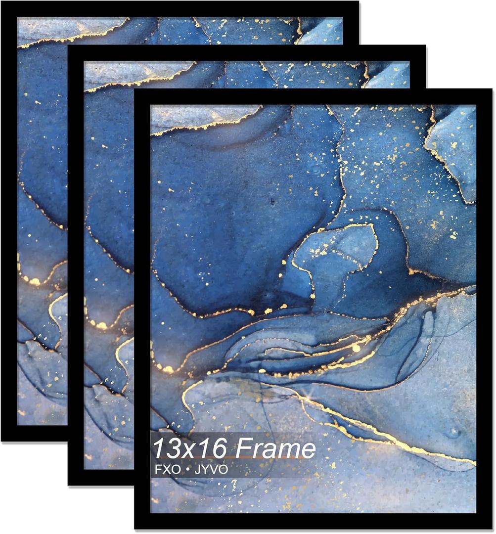 13x16 Picture Frame Set of 3, Black Frame for 13 x 16 Inch Picture Poster Photo, Light Weight and High Transparent 13 by 16 Frame for Wall - 3 Pack/Black/13 x16