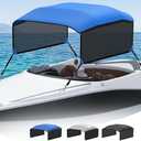 KAKIT 3 4 Bow Bimini Top Replacement Cover, 900D Oxford Bimini Tops for Boats with 2 Mesh Sidewalls, 2 Straps and Storage Boot Easy Install Zipper Closure, Replacement Boat Canopy Sun Shade No Frame