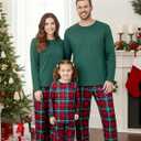 PATPAT Family Christmas Pajamas Matching Sets Holiday Christmas Pjs for Womens Kids Sleepwear including Socks (X-Large, Green Tartan)