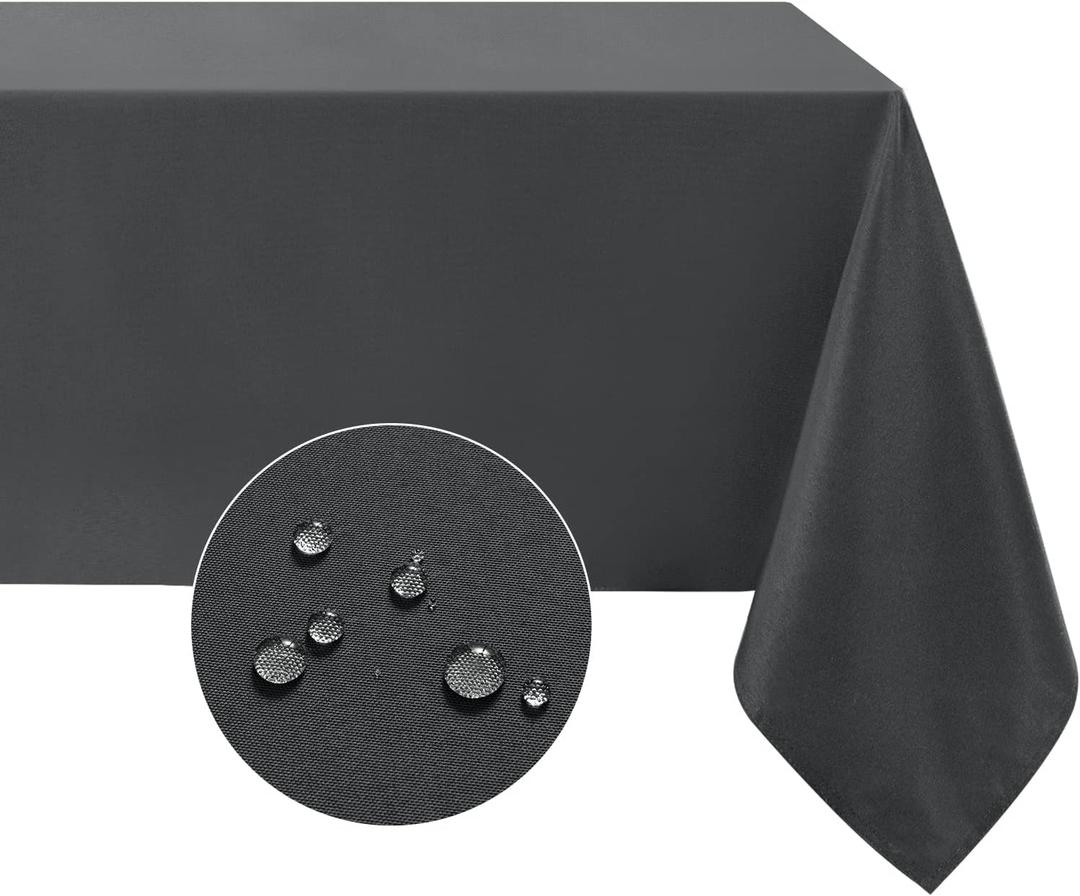 Softalker Rectangle Tablecloth, Waterproof & Stain Resistant Table Cloths Wrinkle Free Fabric Washable 210GSM Polyester Table Cover for Dining/Party/Outdoor - 52 x 70 inch,Grey