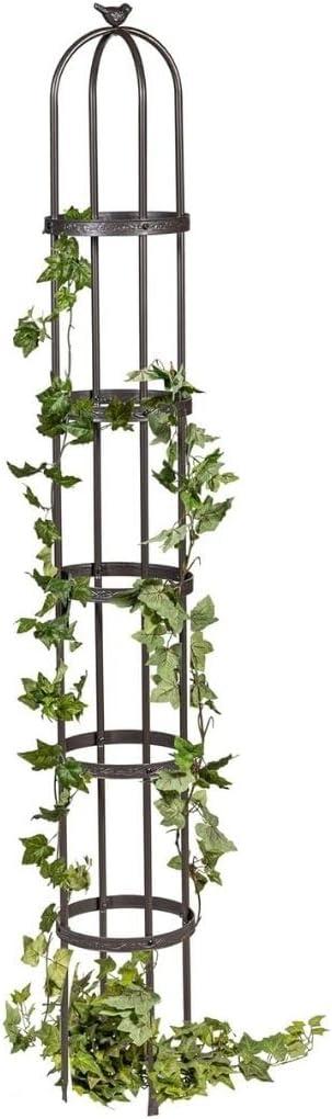 Evergreen 7 Feet Garden Metal Garden Obelisk Trellis for Climbing Plants Outdoor | Indoor Plant Trellis for Potted Plants | Floral Pattern Arch Trellis | Bronze