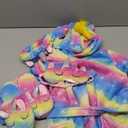 Soft Unicorn Hooded Robe with Matching Slippers Headband and Blindfold for Girls (5-6 Years, Blue/Pink Stars)