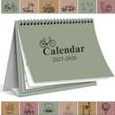 2 x Gannyfer 2026 Desk Calendar, Small Standing Flip Desk Calendar, Use Now to Dec 2026, 18-Month Simplicity Desktop Calendar for Home, School, Office, 6" x 8", Green (3 Stickers Included)