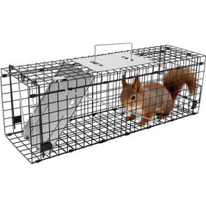 APXL Squirrel Trap Heavy Duty Folding 24" Live Trap Animal Trap Rabbit Trap | Extra Trigger Pan for High Catch Rate, Fits Squirrels and Rabbits, Squirrel Traps Outdoor, Humane Catch and Release Cage Trap