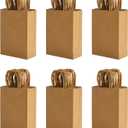 100 Pack 5.8x3.2x8.25 Inch Brown Kraft Paper Gift Bags with Handles - Bulk Small Plain Natural Bags for Birthday Party Favors, Grocery, Retail Shopping, Wedding, Craft, Goody, Takeouts, and Business
