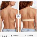 Strapless Bra with Clear Back Invisible Strap Push Up Padded Underwire Backless Halter Bralette 34D, Beige