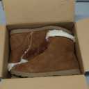 festooning Girls & Toddler' Faux Fur Shearling Style Boots, Girls Warm Winter Flat Non-Slip Zip Snow Boots for Indoor Outdoor(Toddler/Little Kid/Big Kid) (Brown), Size 4