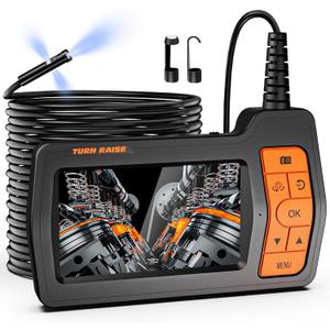 Triple Lens Sewer Camera with 50ft, 5" IPS Screen Borescope with Light, 1080P HD Endoscope IP67 Drain Pipe Snake Drain Camera, 32G Card Semi-Rigid Cable for Plumbing Inspection + Case