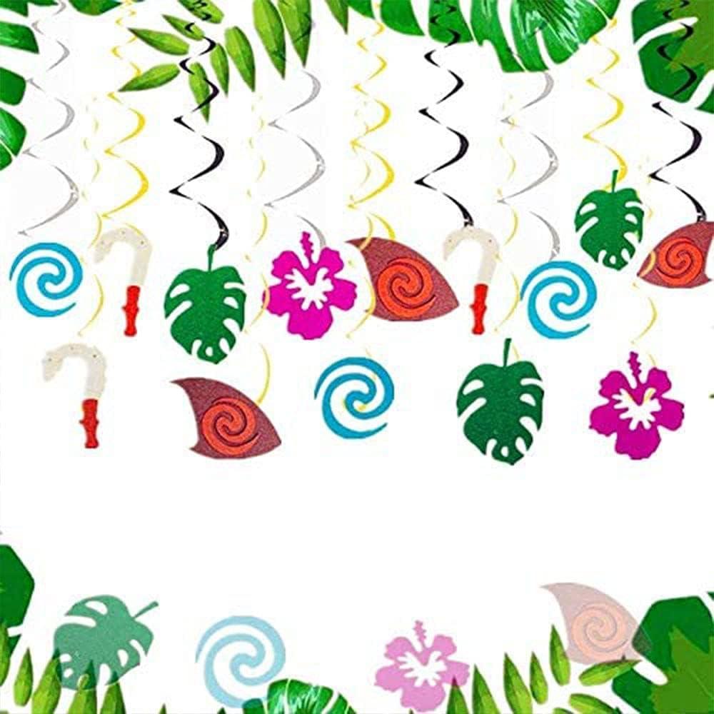 JeVenis Glittery Moana Birthday Decoration Moana Party Supplies Moana Party Hanging Swirl Decoration Hawaiian Birthday Decoration