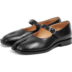 Tabi Mary Jane Shoes Women Split Toe Ankle Buckle Strap Womens Flats Comfort Casual Dressy Party School Work Dress Pumps Shoes (11, Black Matte)