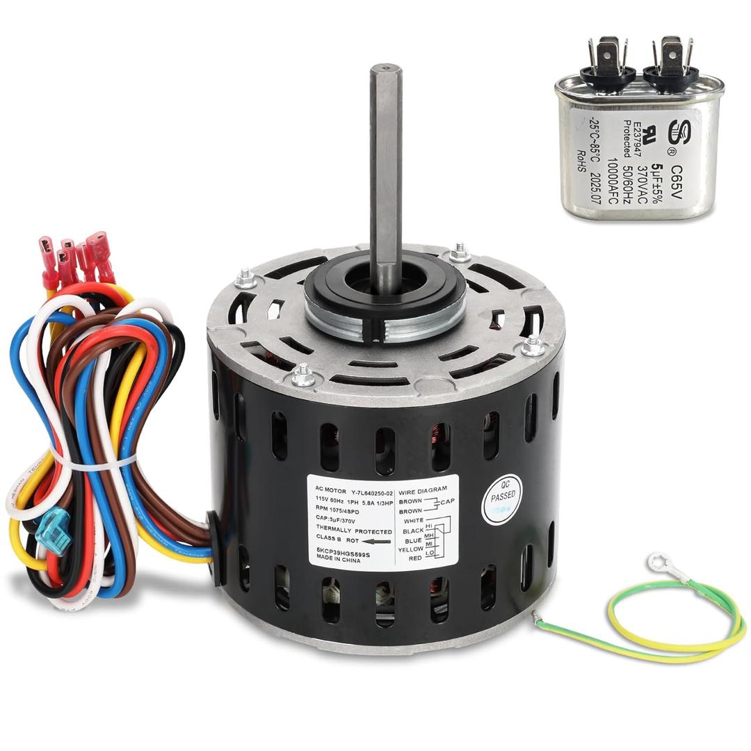 5KCP39HGS599S Furnace Blower Motor  1/3 HP 115V 1075 RPM 4-Speed | Replacement for GE & Trane Models MOT9053, MOT09053, MOT18948, MOT04716, MOT04722, MOT13512, MOT16953