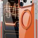 Magnetic for iPhone 17 Pro Case 360 Spin Stand Orange | Compatible with MagSafe, Military-Grade Protection,Non-Yellowing, Clear Scratch-Resistant Back Cover for 17 Pro 6.3