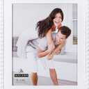 Malden International Designs 8x10 White Bead with Wood Mat Picture Frame MDF Wood Standard Photo Frame, White (2388-80)