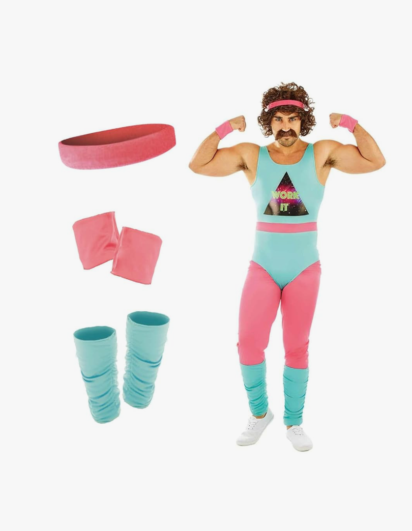 fun shack 80s Exercise Costumes For Men, 80s Workout Costumes, Retro Fitness Outfits For Men, 80s Gym Attire Medium